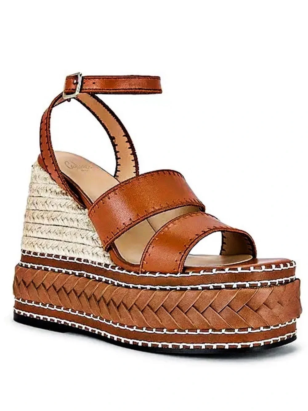 🆕{Castañer} Faure Leather & Jute Wedge Espadrilles